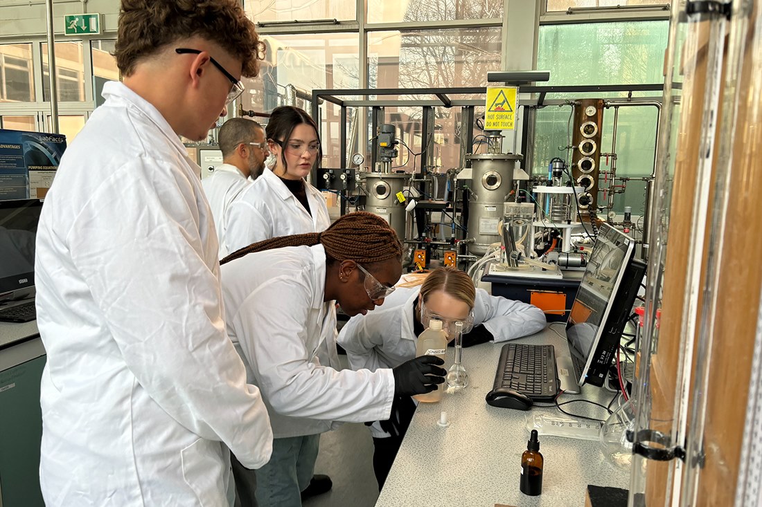 Students conducting experiments at the university